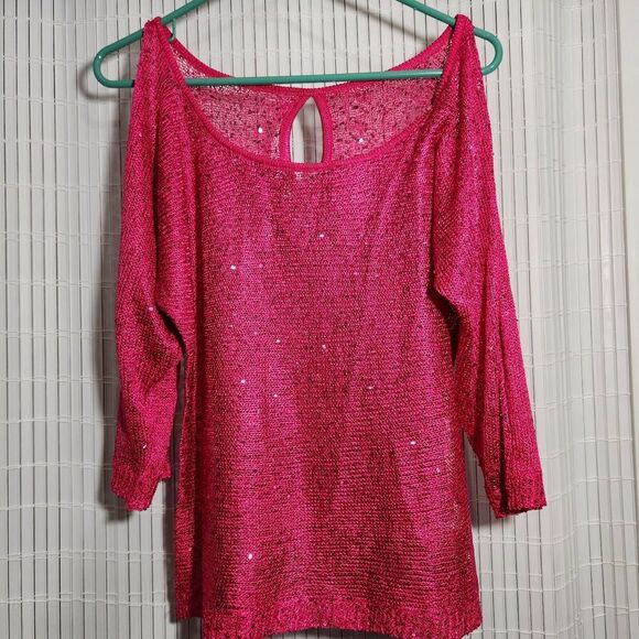 Boston Proper Cover Up Top For Women Size Small Color Pink With Sequins B4 - Picture 2 of 11